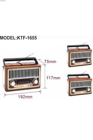 Abatech Ktf-1655 Nostalji Radyo Bluetooth Hoparlör El Feneri Usb Şarjlı