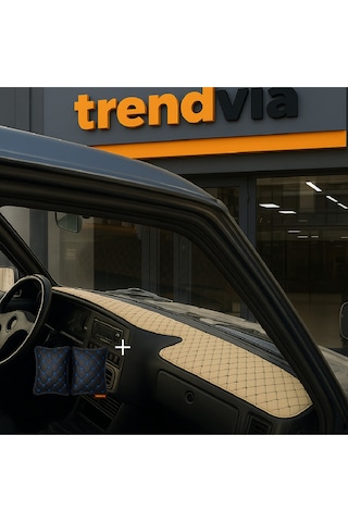 Tofaş Şahin Doğan Kartal Yüksek Ön Göğüs Bej-siyah Torpido Kılıfı / Siyah-mavi Boyun Yastığı