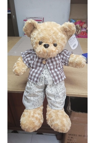 Oyuncak Kıyafetli Peluş Erkek Ayı Uyku Arkadaşım 60 Cm Pelüş Çok Renkli