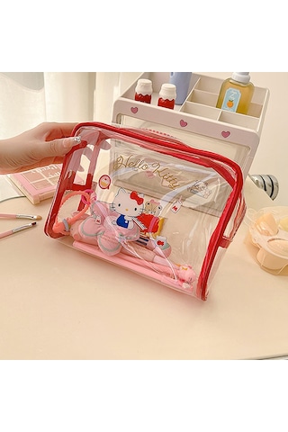Tuomeng Hello Kitty Şeffaf Makyaj Çantası