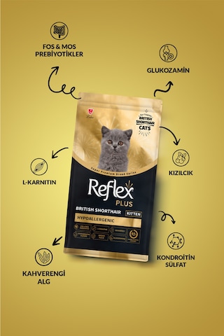 Reflex Plus British Shorthair Hipoalerjenik Yavru Kedi Maması 1,5 Kg