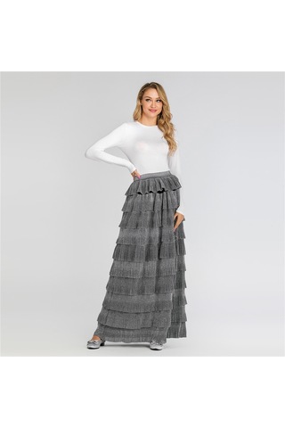 Kadınlar İçin Şık Parlak Pasta Eteği Gri