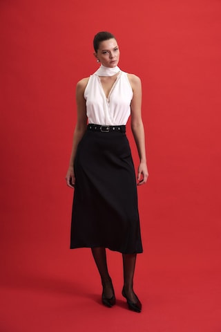 Sateen Kemerli Saten Etek - Siyah-137013 Siyah