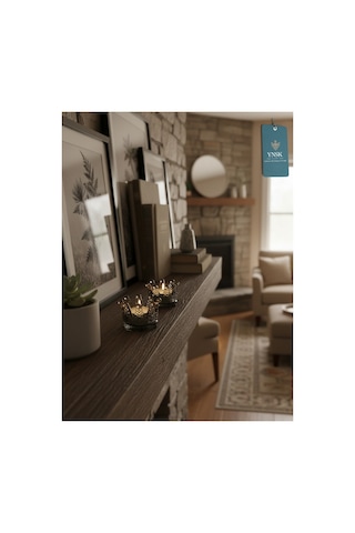 Chacha Home Luxury Royal Crown Mumluk Ve Tealight Mum Tutucu 1 Adet Gri