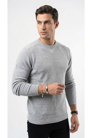 Plus Scorpion Erkek Triko Kazak Bisiklet Yaka, Regular Fit, Dört Mevsim Mavi