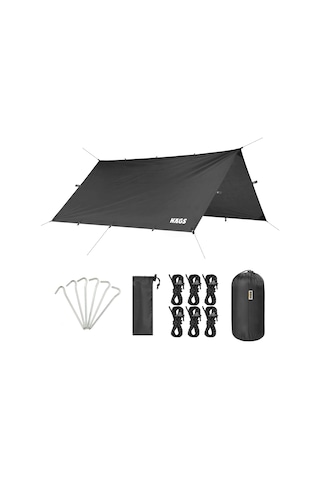 Haegs Tarp Gölgelik Tente, Taşınabilir Örtü Branda Çok İşlevli Outdoor Açık Hava Kamp Seyahat Tente Branda Güneşlik Karavan Tente Yan Çadır Gölgelik - 300x400 Cm - Siyah