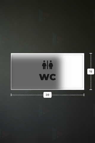 Wc Yazılı - Metal - Beyaz Renk - Kapı İsimliği - 30x15 Cm