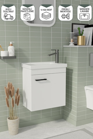 Biani Fix Nova 50 Cm Alt Banyo Dolabı Renk Mat Beyaz