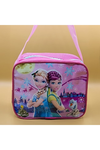 Frozen Temalı Pembe Beslenme Çantası Omuz Askılı Fermuarlı