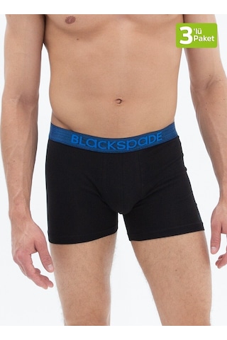 Blackspade Erkek Boxer 3lü Paket Modern Basics 9473 - Gri Lacivert Siyah Lacivert Bel Lastiği