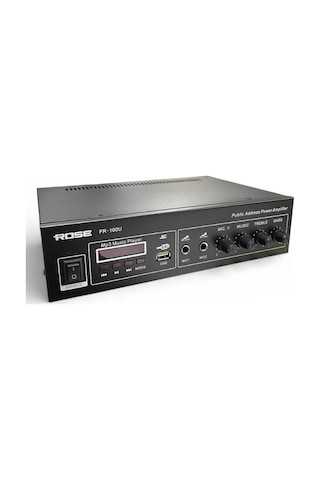 Rose Fr-100u 80 Watt Trafolu Mağaza Anfisi 2 Mikrofon Girişli Mp3, Bluetooth, Kumandalı