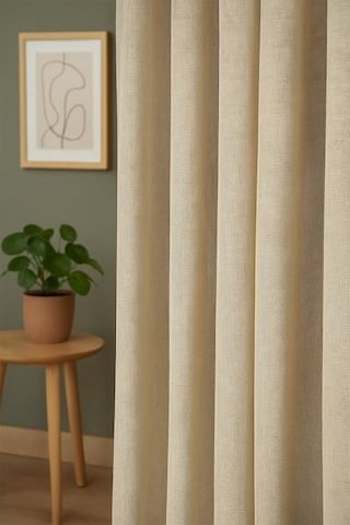 Natural Modern File Dokulu Keten Tül Perde Pileli Salon Oturma Odası Yatak Odası Çocuk Odası Krem