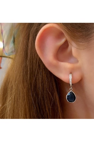 Stela Safir Damla Gümüş Küpe