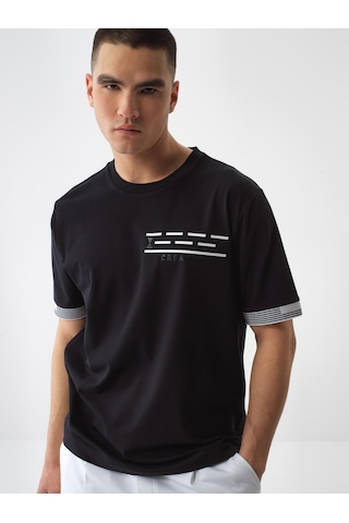 Xint Siyah Pamuk Dokulu Regular Fit Tişört 502232