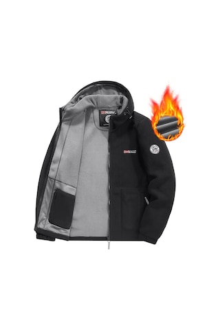 Snapbuy Kapüşonlu, Polar Erkek Ceket Siyah