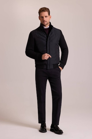 Ysf Erkek Siyah Slim Fit Kolu Trikolu Mont