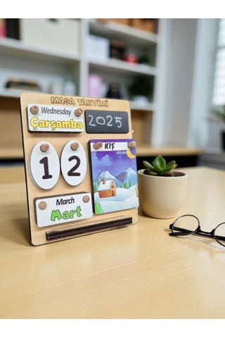 Çocuklar İçin Masa Takvimi - Kare Masa Takvimi Türkçe-ingilizce