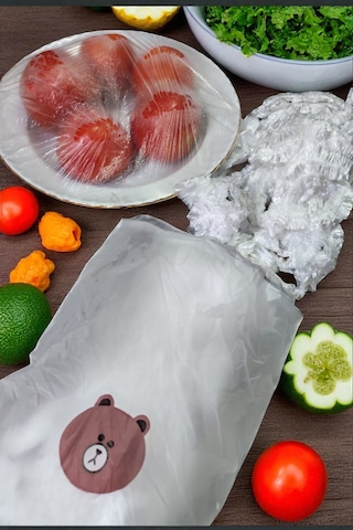 100 Lü Esnek Lastikli Gıda Saklama Bonesi Streç Kapak Tabak & Tencere Saklama Kapağı