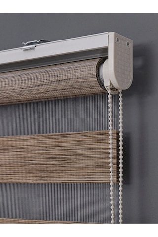 Ithal Kalın Kahverengi Zebra Stor Güneşlik Perde Etek Düz Alüminyum Kasa Metal Ayak