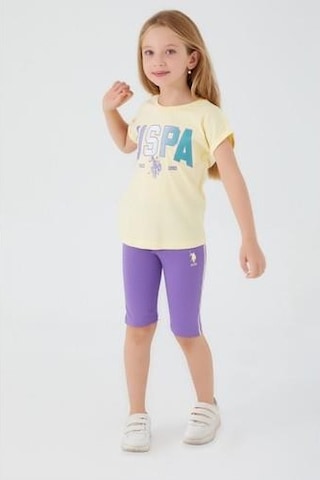 Kız Çocuk Bermuda Tayt Takım Sarı