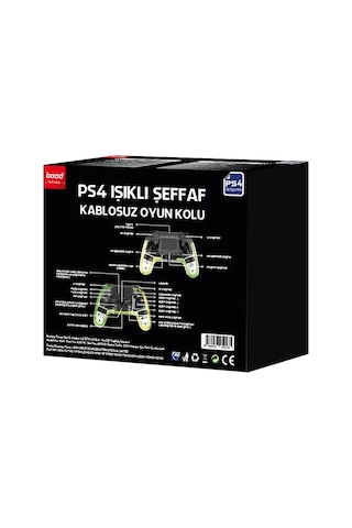 Bood Ps4 Işıklı Şeffaf Kablosuz Oyun Kolu