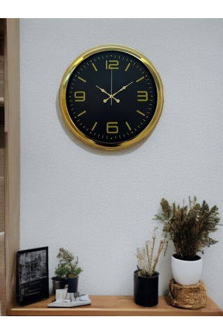 Gold Modern Rakamlı 40 Cm Metal Duvar Saati