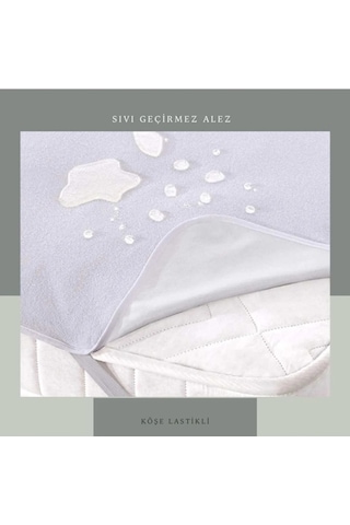 Polo Life 4 Köşe Lastikli Sıvı Geçirmez Micro Çift Kişilik Alez ( Beyaz