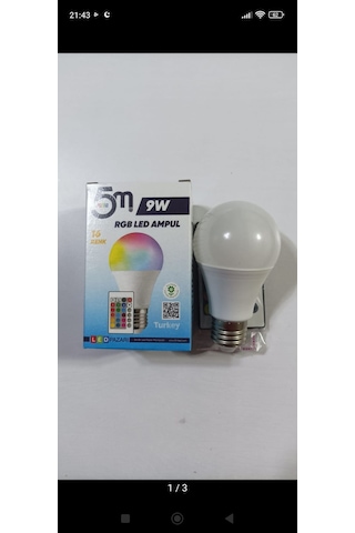 9 Watt Rgb Led Ampul Kumandalı Ve 16 Renk Mevcut