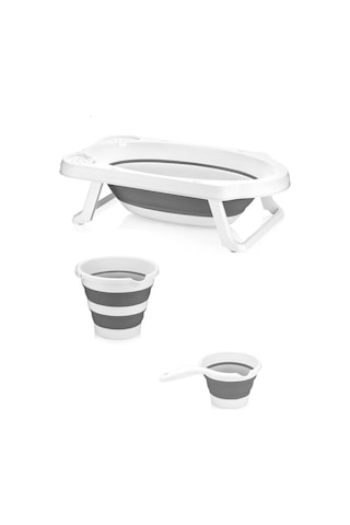Hobby Life Katlanır Küvet Ve Bebek Yıkama Banyo Seti Antrasit Gri