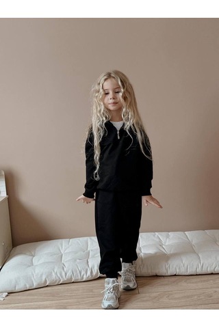 Dik Yaka Çocuk Eşofman Takım Unısex Siyah