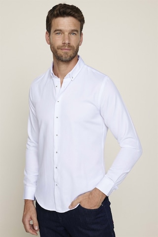 Tudors Slim Fit Düğmeli Yaka Pamuklu Kolay Ütü Düz Erkek Gömlek-26218-beyaz Beyaz