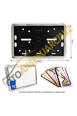 Plakalık Plastik Tak Kolay Motor Motosiklet Krom Çerçeveli 1 Adet