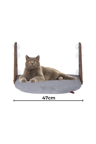 Cam Yatağı Vantuzlu Kedi Cam Yatağı Vantuzlu Yatak Gri