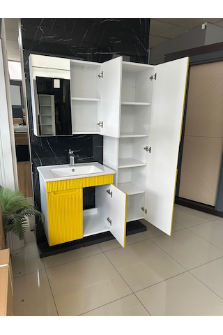 65 Cm Lake Banyo Dolabı Aynalı Ve Boy Dolaplı Kendinden Kulplu