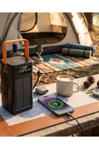 80.000 Solar Şarj Özellikli Yüksek Kapasiteli Powerbank Hızlı Şarj Destekli Antrasit Melanj