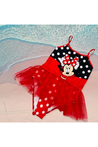 Lolliboomkids Kız Çocuk Puantiye Mickey Balerin Tütü Mayo Kırmızı