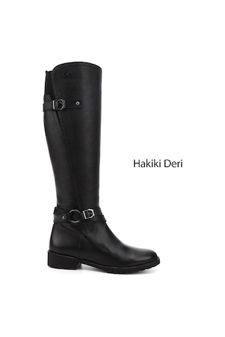 Gönderi(R) Gönderi R Kadın Siyah Floter Fermuarlı Kauçuk Taban Hakiki Deri Çizme Dkzc61363564 Siyah Floter