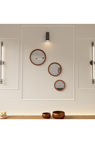 Dekoratif 3 Parçalı Pleksi Aynalı Ahşap Duvar Süsü