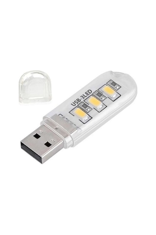 Powermaster Pm-34390 Flash Bellek Görünümlü Taşınabilir 3 Led Beyaz Işık Usb Gece Lambası