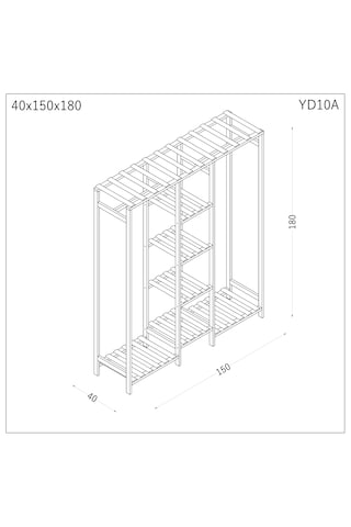 Ahşap Gardırop, Masif Ahşap Dolap, Açık Dolap, Ahşap Açık Gardırop 150x40x180 Ahşap