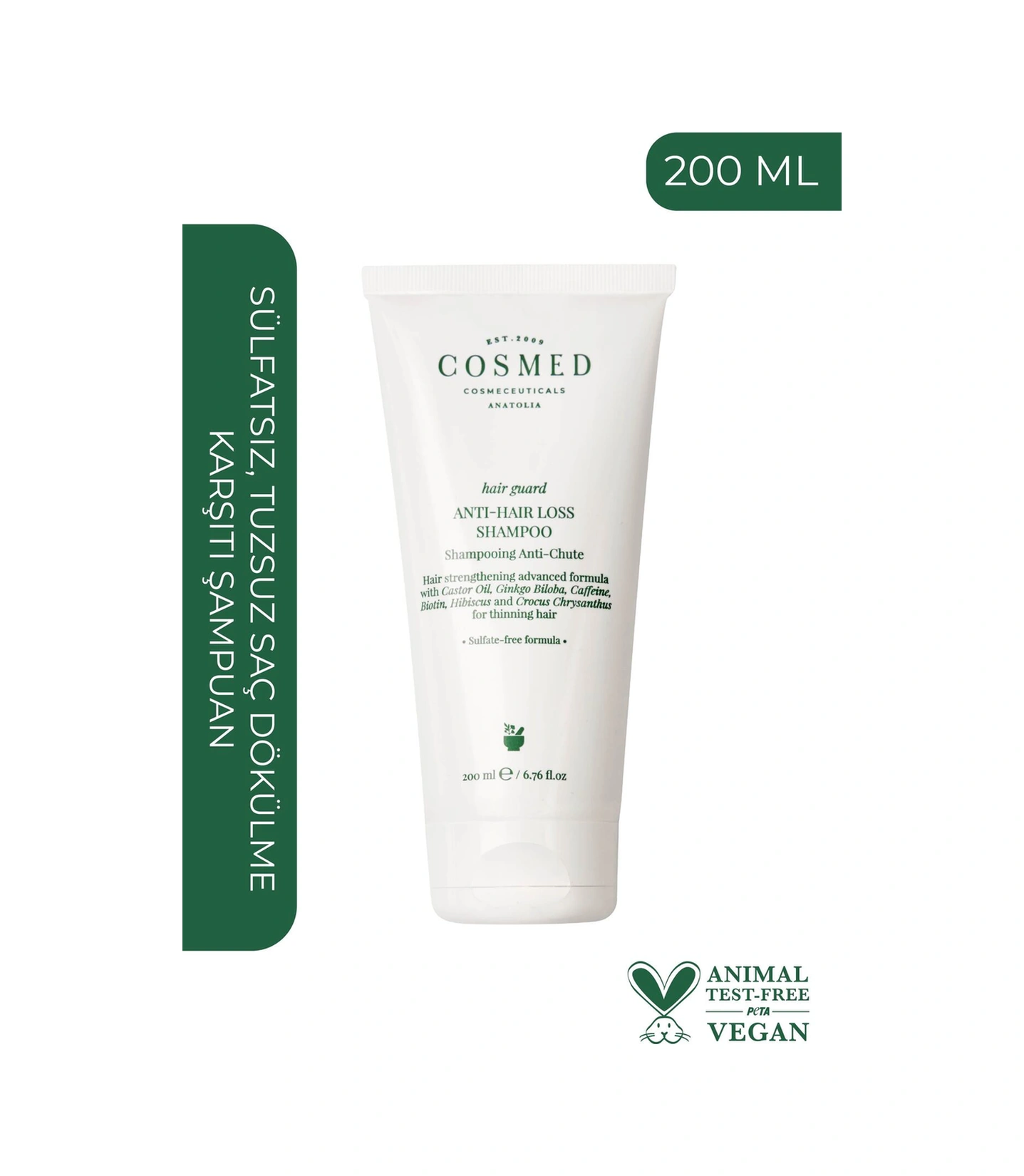 Cosmed Hair Guard Anti Hair Loss Shampoo - Sülfatsız, Tuzsuz Saç Dökülmesine Karşı Şampuan 200 Ml