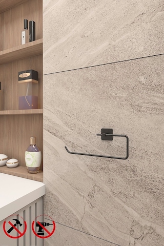 Alper Banyo Jasmin Kare Yapışkanlı Siyah Solo Havluluk Siyah
