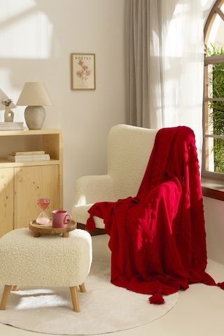 Kaşmir Home Amour Triko Tv Battaniyesi Kırmızı Kırmızı