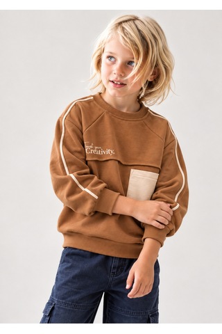 Overdo Kids Erkek Çocuk Cep Detaylı Sweatshırt Camel