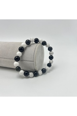 Sertifikalı Havlit Obsidyen Doğal Taş Misinalı Bileklik 8mm Çok Renkli