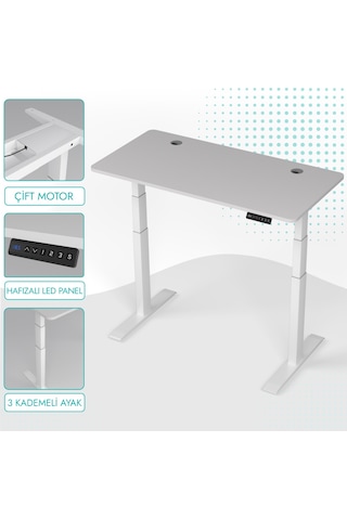 Karr Office O-Flex O2B8 Duo Çift Motorlu Elektrikli Yükseklik Ayarlı Masa - 180X80 - Beyaz Beyaz