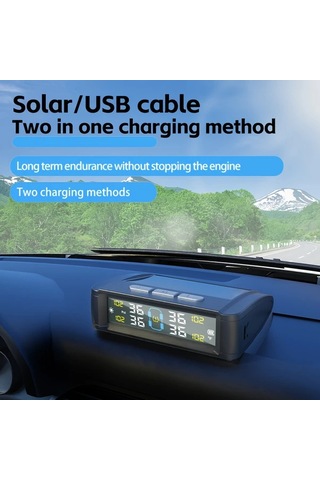 Boatshop1 Ynf Güneş Lastik Basınç İzleme Sistemi Siyah Dört Sensörlü Gerçek Zamanlı Basınç Sıcaklık Okuma