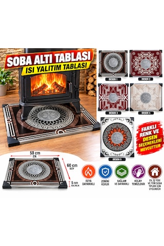 Soba Altı Tablası Isı Yalıtım Zemin Koruma Tablası Boy :60 Cm En : 50 Cm Yükseklik :5 Cm Desen Seçnekleri