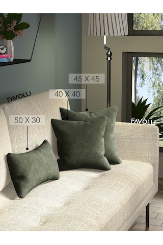 Br Favolli Kadife Dokulu Zeytin Yaprağı Rengi Kırlent Kılıfı Dream Serisi Punch Için Uygun Gizli Fermuar Zeytin Yaprağı