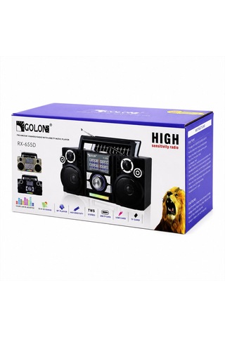 Go İthalat Solar Panelli Şarjlı - Hoparlör Bluetooth İbreli Fm Radyo Mp3 Usb - Tf Player Speaker Rx-